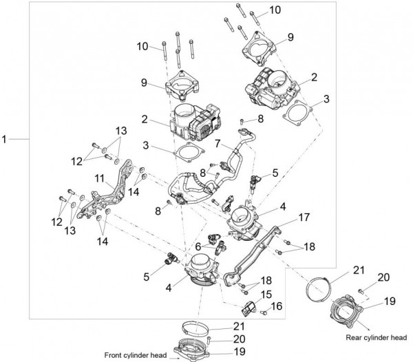 Motor Drosselklappengehäuse - Aprilia Caponord 1200ccm 4T 8V LC 2016- ZD4VK000