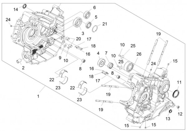 Motor Kurbelgehäuse - Aprilia Caponord Rally 1200ccm 4T 8V LC 2015- ZD4VKB003