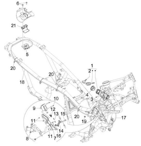 Elektrische Anlage Schloßsatz - Aprilia SRV 850ccm 4T 8V LC 2012- ZAPM55103