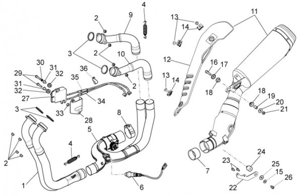 Motor Auspuff - Aprilia Tuono V4 R 1000ccm 4T LC 2011- ZD4TY000