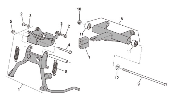 Fahrgestell Hauptständer - Aprilia SR 50ccm 2T LC 2010- ZD4VFD00