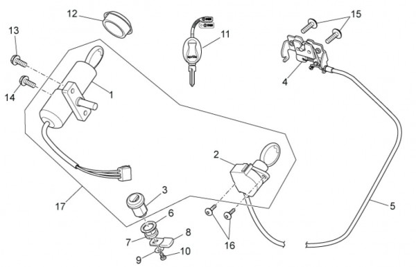 Elektrische Anlage Schloßsatz - Aprilia SR 50ccm 2T LC 2014- ZD4VFD00