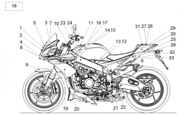Fahrgestell Dekore - Aprilia Tuono V4 1100ccm 4T LC 2018- ZD4KGA00