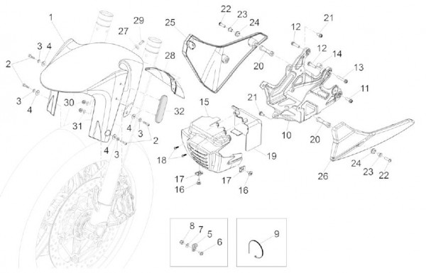 Fahrgestell Kotflügel vorn - Aprilia Caponord 1200ccm 4T 8V LC 2013- ZD4VK