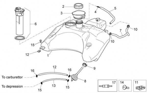 Fahrgestell Benzintank - Aprilia SR 50ccm 2T LC 2012- ZD4VFD00