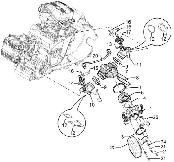 Motor Drosselklappengehäuse - Aprilia SRV 850ccm 4T 8V LC 2014- ZAPM55103