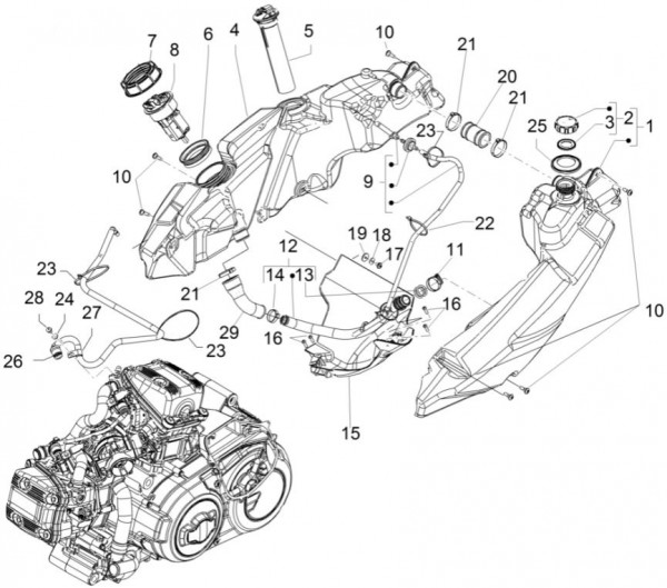 Fahrgestell Benzintank - Aprilia SRV 850ccm 4T 8V LC 2013- ZAPM55103