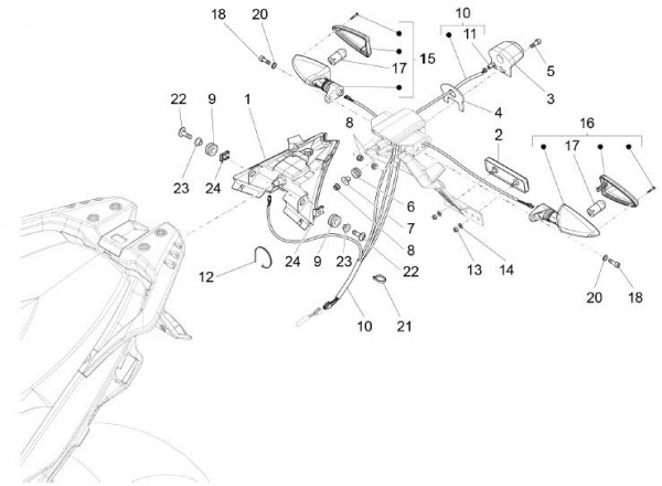 Elektrische Anlage Rücklicht - Aprilia Caponord 1200ccm 4T 8V LC 2013- ZD4VK