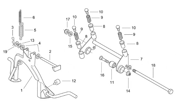 Fahrgestell Hauptständer - Aprilia SR 50ccm 2T AC 2000- ZD4LY