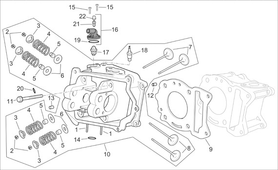 Motor Zylinderkopf - Aprilia Atlantic 125ccm 4T LC 2006- ZD4SPD