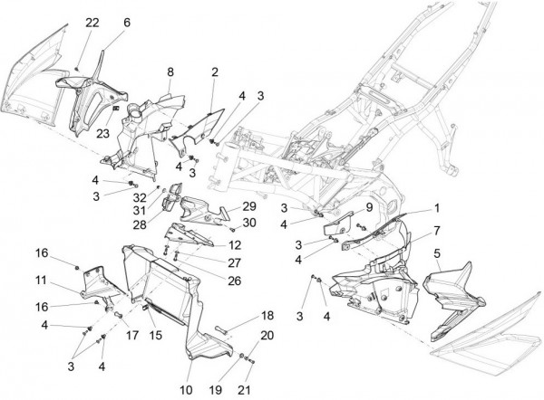 Fahrgestell Verkleidungen vorn - Aprilia Caponord Rally 1200ccm 4T 8V LC 2015- ZD4VKB003