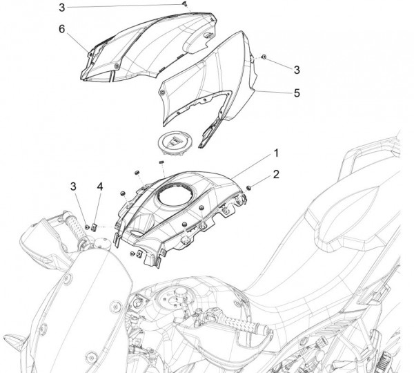 Fahrgestell Tankverkleidung - Aprilia Caponord 1200ccm 4T 8V LC 2016- ZD4VK001