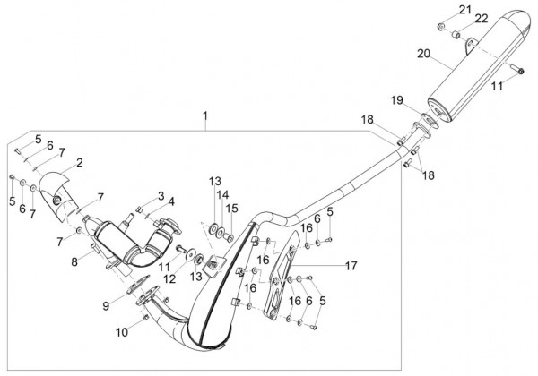 Motor Auspuff - Aprilia SX 50ccm 2T LC 2018- ZD4KKB03