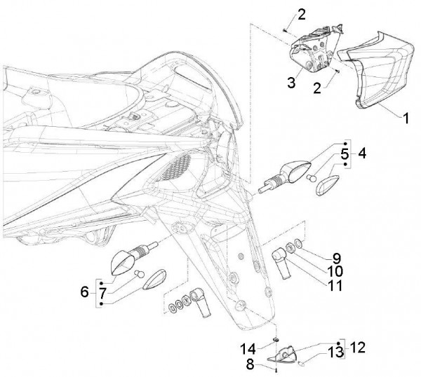 Elektrische Anlage Rücklicht - Aprilia SRV 850ccm 4T 8V LC 2012- ZAPM55103