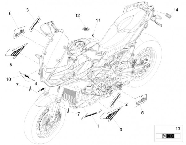 Fahrgestell Dekore - Aprilia Caponord Rally 1200ccm 4T 8V LC 2016- ZD4VKB003