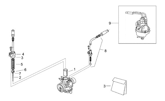 Motor Vergaser - Aprilia SR 50ccm 2T AC 1997- ZD4LY