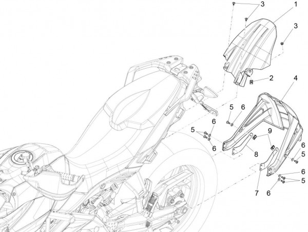 Fahrgestell Kotflügel hinten - Aprilia Caponord 1200ccm 4T 8V LC 2014- ZD4VKA