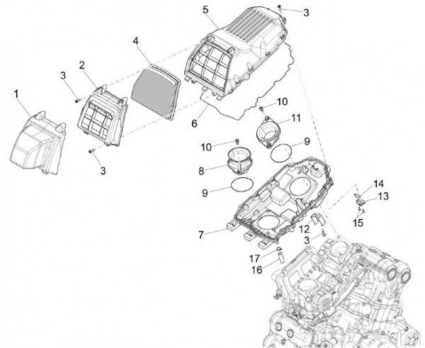 Motor Luftfilter - Aprilia Caponord 1200ccm 4T 8V LC 2013- ZD4VK