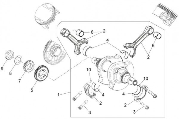 Motor Kurbelwelle - Aprilia Dorsoduro 750ccm 4T LC 2013- ZD4SMA00