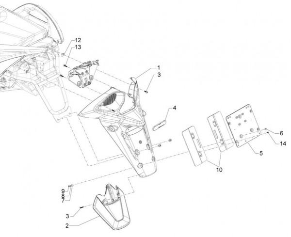 Fahrgestell Kennzeichenträger - Aprilia SRV 850ccm 4T 8V LC 2014- ZAPM55103