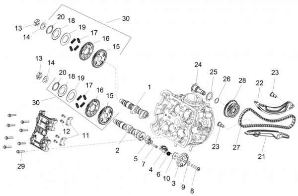 Motor Zylindersteuerung vorn - Aprilia Caponord Rally 1200ccm 4T 8V LC 2015- ZD4VKB000