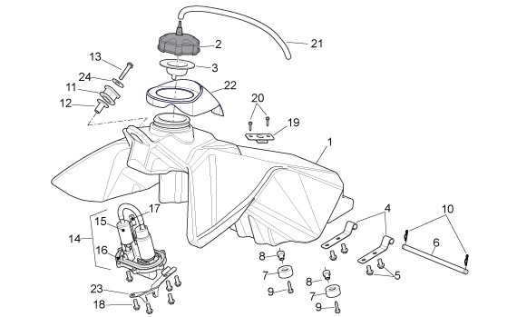 Fahrgestell Benzintank - Aprilia SXV 550ccm 4T LC 2009- ZD4VSS