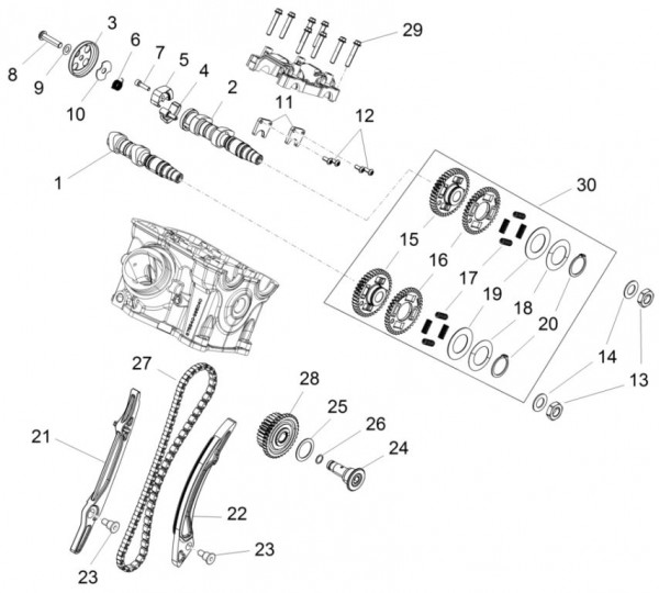Motor Zylindersteuerung hinten - Aprilia Caponord Rally 1200ccm 4T 8V LC 2016- ZD4VKB001