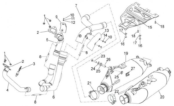 Motor Auspuff - Aprilia Dorsoduro 1200ccm 4T LC 2010- ZD4TV