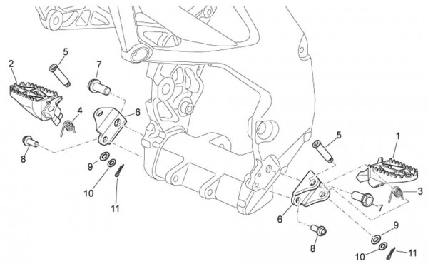Fahrgestell Fußrasten - Aprilia SXV 550ccm 4T LC 2009- ZD4VSS
