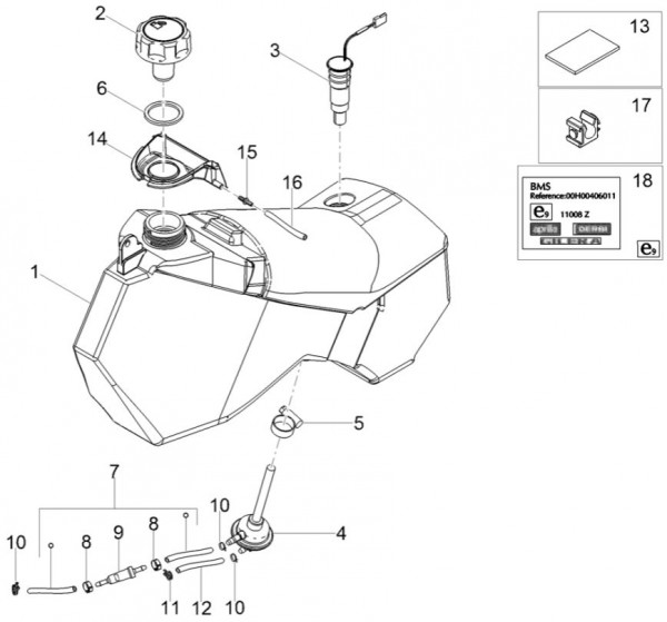 Fahrgestell Benzintank - Aprilia SX 50ccm 2T LC 2018- ZD4KKB03