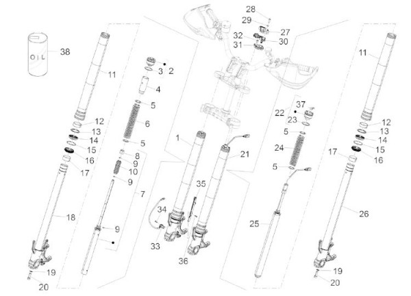 Radaufhängung Vorderradgabel II - Aprilia Caponord 1200ccm 4T 8V LC 2013- ZD4VK