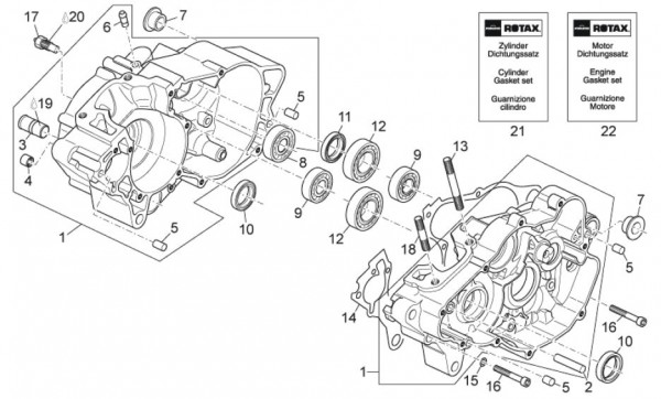 Motor Kurbelgehäuse - Aprilia SX 125ccm 2T LC 2010- ZD4SX000