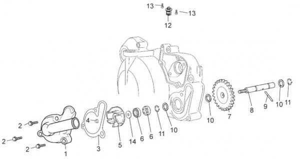 Motor Wasserpumpe - Aprilia SX 50ccm 2T LC 2011- ZD4PVG01