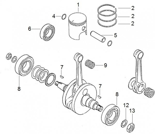 Motor Kurbelwelle - Aprilia Tuareg 125ccm 2T LC 1991- ZD4GG