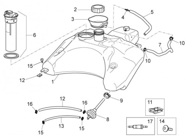 Fahrgestell Benzintank - Aprilia SR 50ccm 2T LC 2014- ZD4VFD00