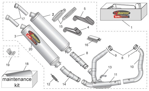Zubehör Aprilia Accessoires- Auspuff II - Aprilia Tuono 1000ccm 4T LC 2007- ZD4RPB