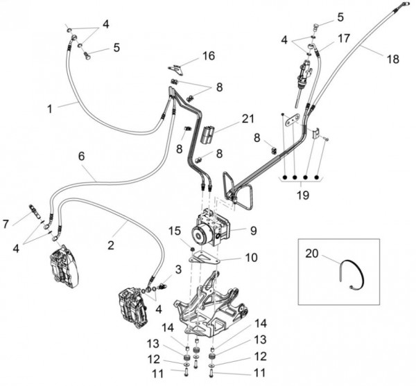 Bowdenzüge Bremsanlage ABS - Aprilia Caponord 1200ccm 4T 8V LC 2015- ZD4VK001