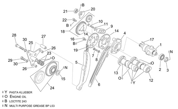 Motor Zylindersteuerung hinten - Aprilia Tuono 1000ccm 4T LC 2009- ZD4RR1