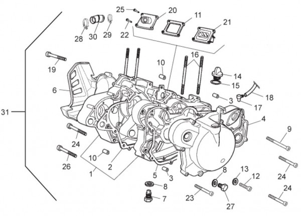 Motor Motor - Aprilia SX 50ccm 2T LC 2014- ZD4PV