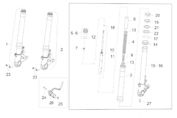 Radaufhängung Vorderradgabel - Aprilia Caponord 1200ccm 4T 8V LC 2013- ZD4VK