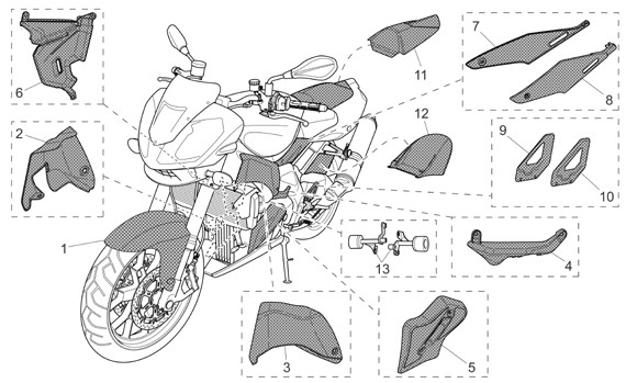 Zubehör Aprilia Accessoires- Verkleidungen - Aprilia Tuono 1000ccm 4T LC 2009- ZD4RR1