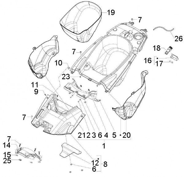 Fahrgestell Helmfach - Aprilia SRV 850ccm 4T 8V LC 2012- ZAPM55103