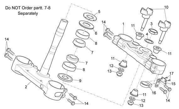 Radaufhängung Gabelbrücke oben - Aprilia SXV 450ccm 4T LC 2007- ZD4VSR