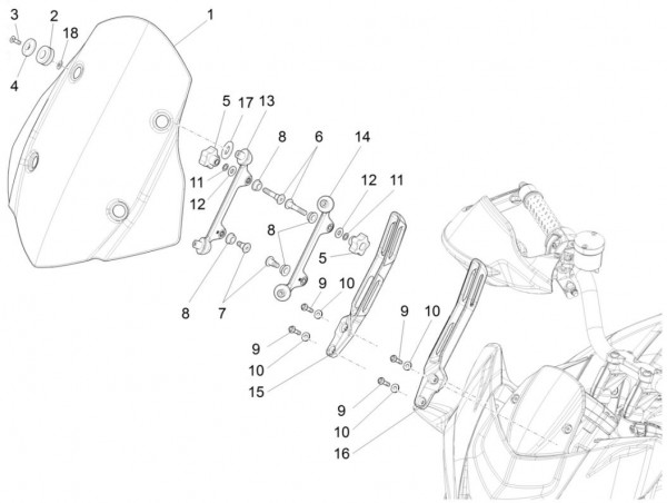 Fahrgestell Wetterschutzscheibe - Aprilia Caponord 1200ccm 4T 8V LC 2014- ZD4VK001