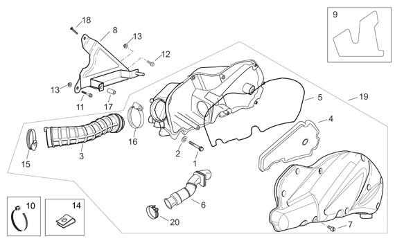 Motor Luftfilter - Aprilia Atlantic 400ccm 4T LC 2008- ZD4VLB