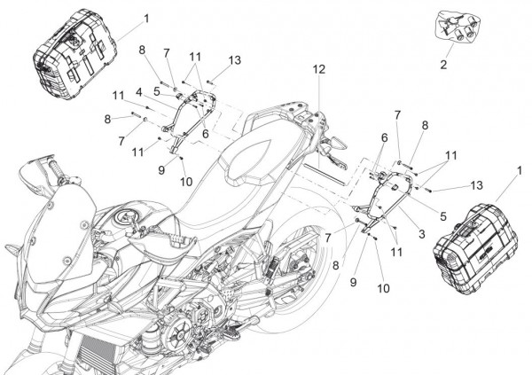 Fahrgestell Seitenkoffer - Aprilia Caponord Rally 1200ccm 4T 8V LC 2016- ZD4VKB00X