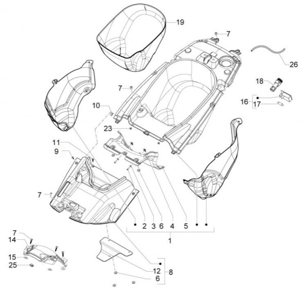 Fahrgestell Helmfach - Aprilia SRV 850ccm 4T 8V LC 2014- ZAPM55104