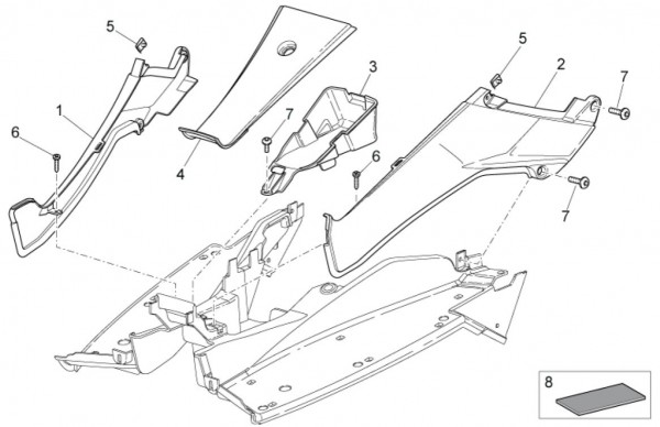Fahrgestell Fußraumabdeckungen - Aprilia SR 50ccm 2T LC 2014- ZD4VFD00