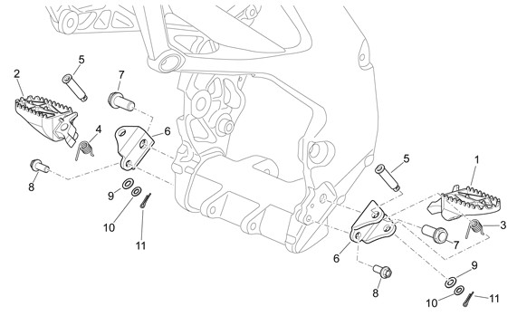 Fahrgestell Fußrasten - Aprilia SXV 550ccm 4T LC 2006- ZD4VSS