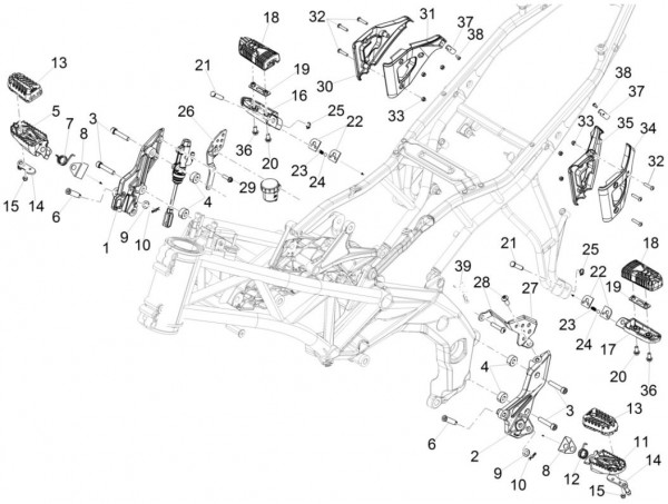 Fahrgestell Fußrasten - Aprilia Caponord 1200ccm 4T 8V LC 2015- ZD4VKA